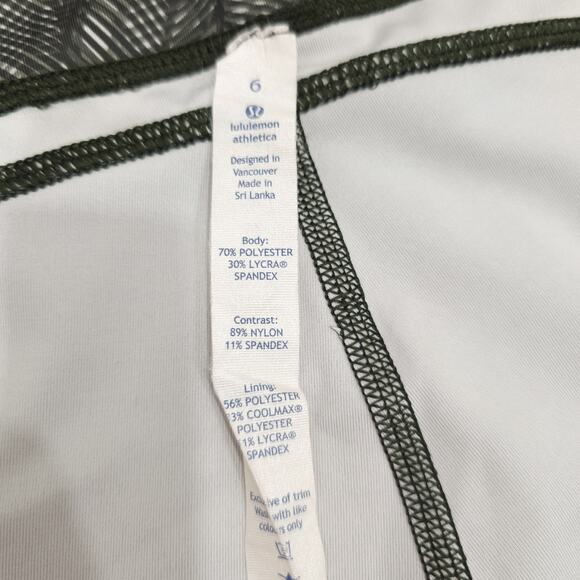 LULULEMON Cool To Street Crop Jazzy White Gator Green Mesh Cutout Legging Sz 6 - Picture 9 of 11